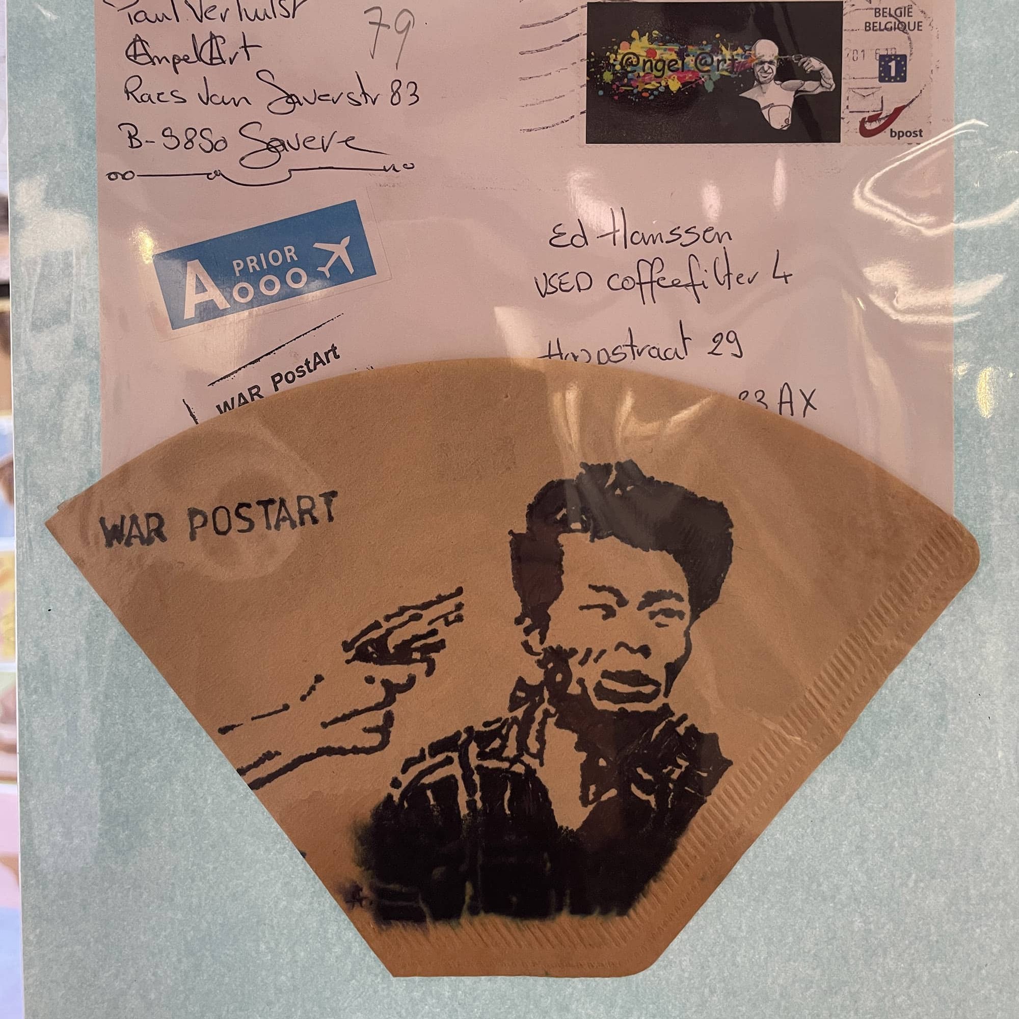 Expositie: Used coffee filter mail art project @ NO ART FASHION
